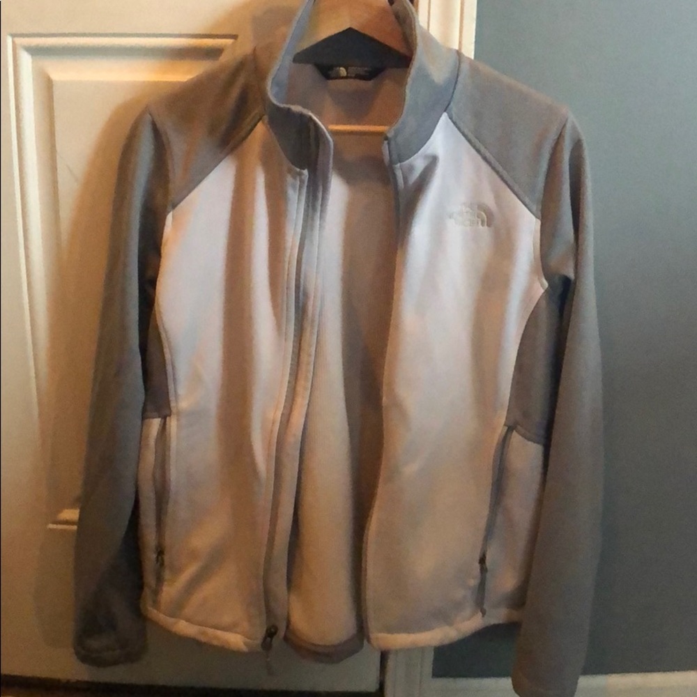 The North Face jacket, white/gray combo